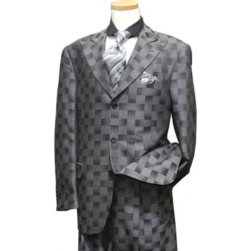 Earvin Magic Johnson Charcoal Grey/Black Checkerboards Suit TE25743
